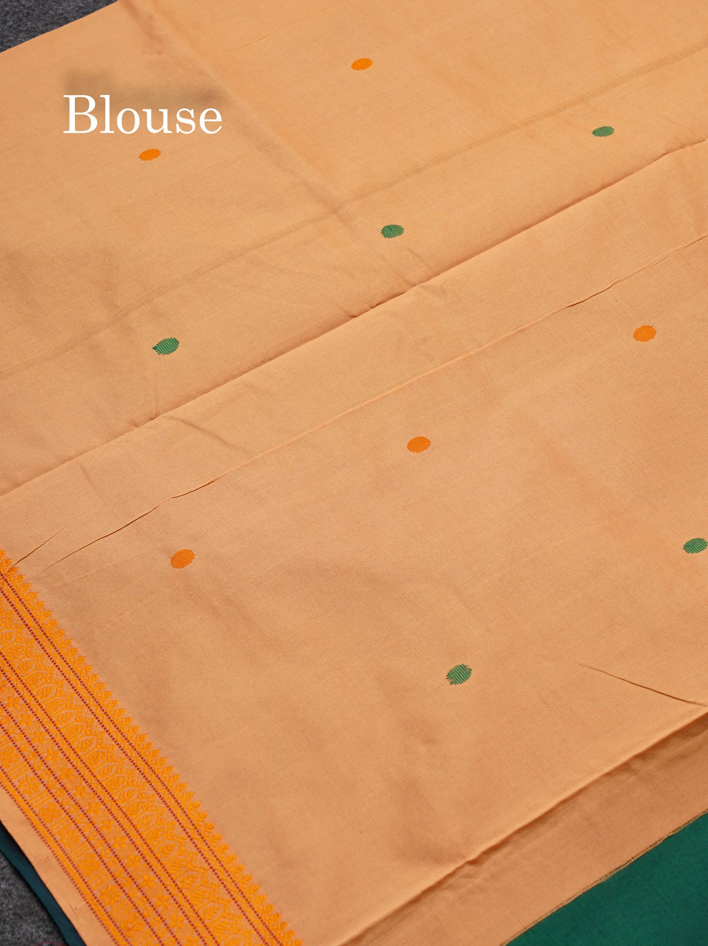 Beautiful Bottle Green Thread Work Buttas Semi Silk Cotton Saree With Yellow Thread Border