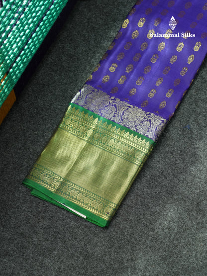 Pure Silk Pattu Pavadai (Sapphire Green) With Pink Blouse 18"