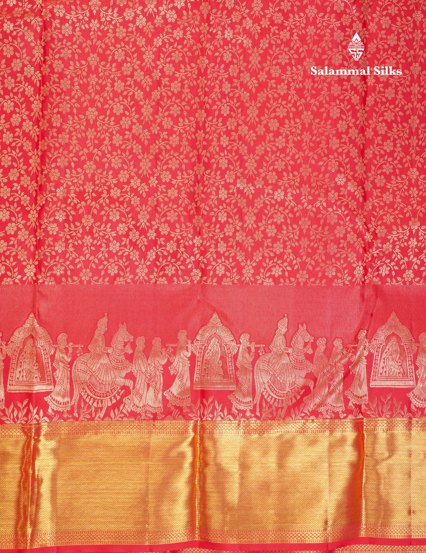 Beautiful Chilly Red Bridal Pure Kanjivaram Silk Saree With Traditional Pallaku Border