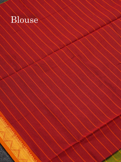 Beautiful Violet Thread Checks Semi Silk Cotton Saree With Mustard Yellow Traditional Small Border