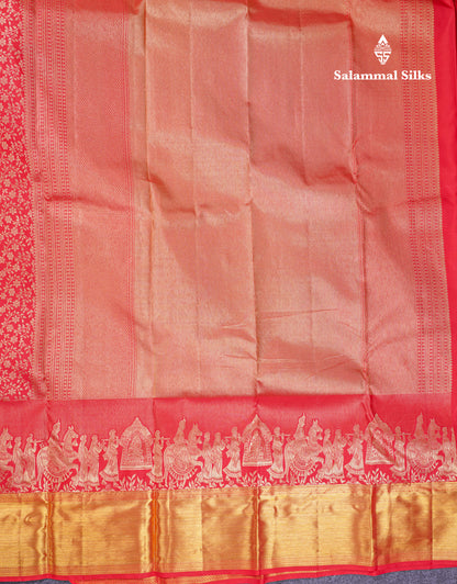 Beautiful Chilly Red Bridal Pure Kanjivaram Silk Saree With Traditional Pallaku Border