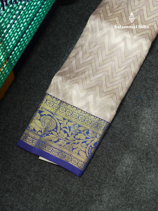 Pure Silk Pattu Pavadai (Lavender Tissue ) With Blue Blouse 18"