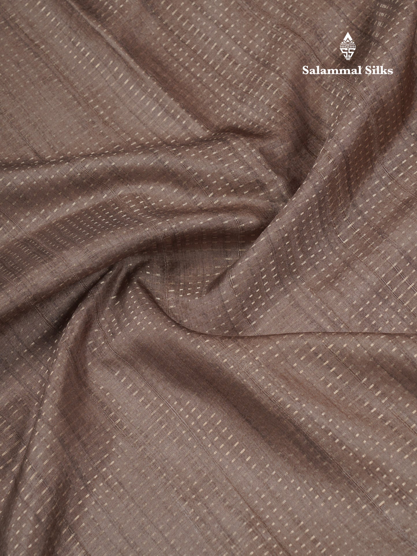 Light Brown Semi Tussar Fancy Saree With Contrast Cream Sandal Printed Border