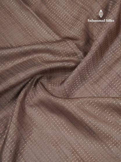 Light Brown Semi Tussar Fancy Saree With Contrast Cream Sandal Printed Border