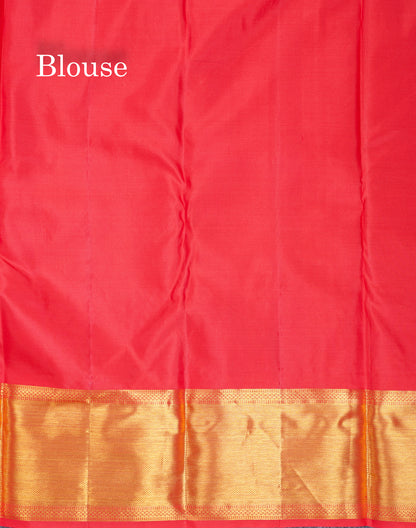 Beautiful Chilly Red Bridal Pure Kanjivaram Silk Saree With Traditional Pallaku Border