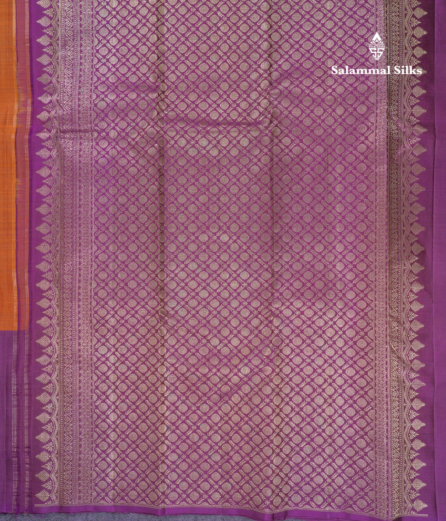 Beautiful Rust Orange Pure Kanjivaram Silk Saree With Contrast Magenta Traditional Long One Side Border