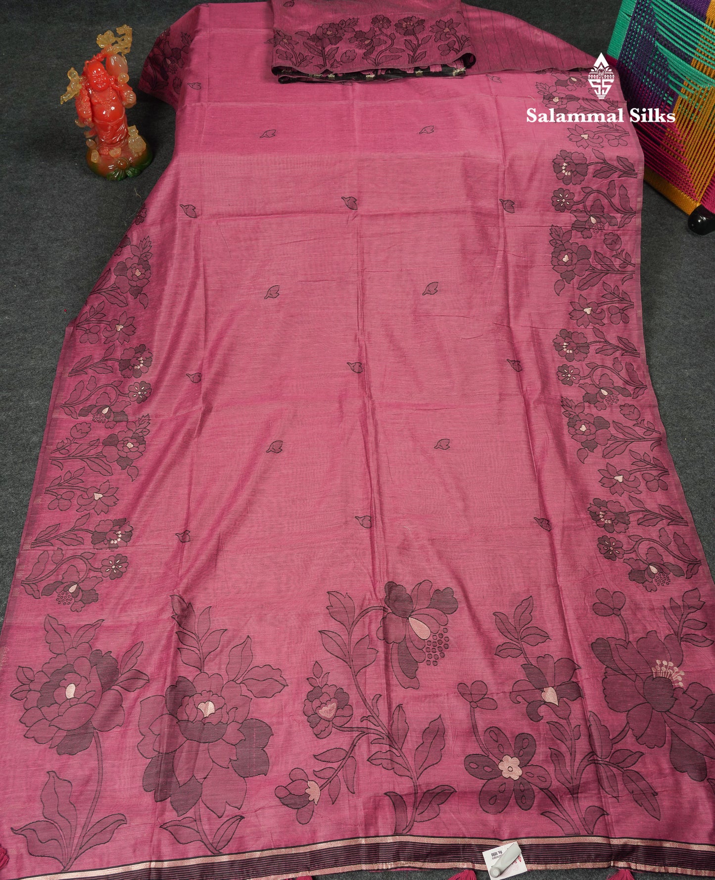 Beautiful Magenta Fancy Cotton Mix Saree With Blouse
