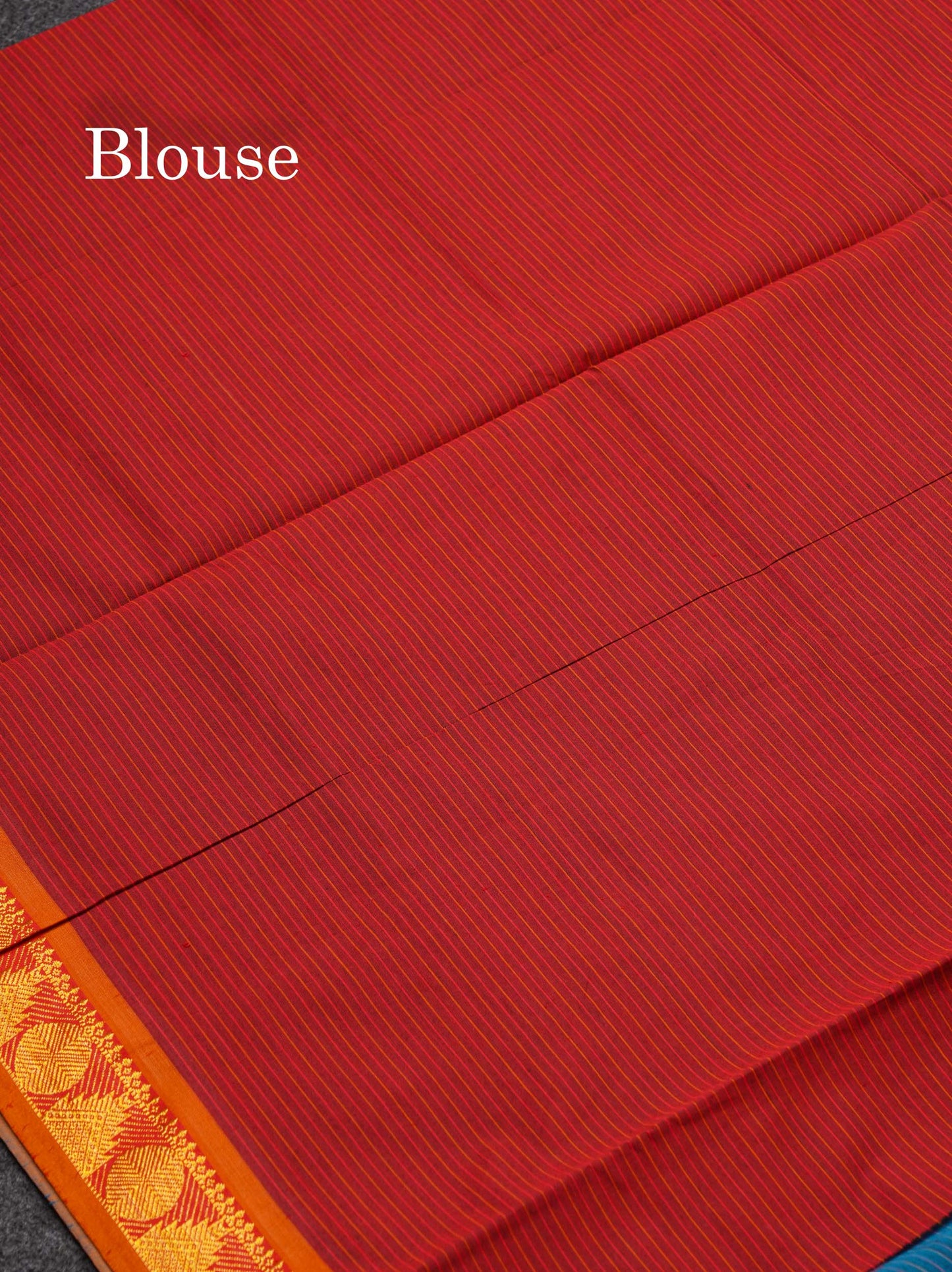 Beautiful Ramar Blue Thread Lines Semi Silk Cotton Saree With Mustrad Yellow Traditional Border