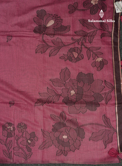 Beautiful Magenta Fancy Cotton Mix Saree With Blouse