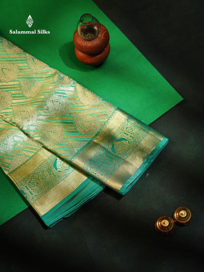 Neon Green Grand Puremix Silk Saree With Green Blouse