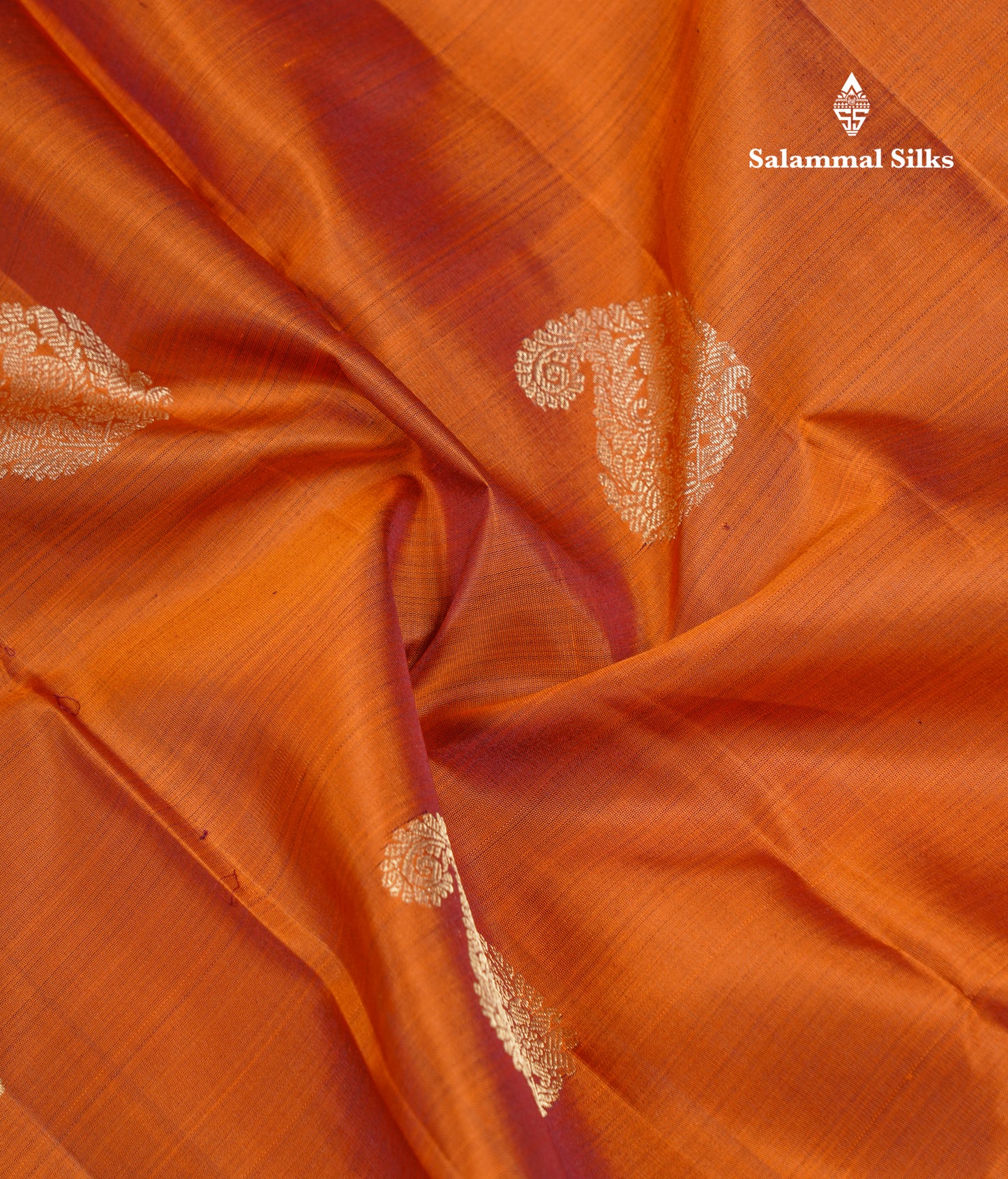 Beautiful Rust Orange Pure Kanjivaram Silk Saree With Contrast Magenta Traditional Long One Side Border