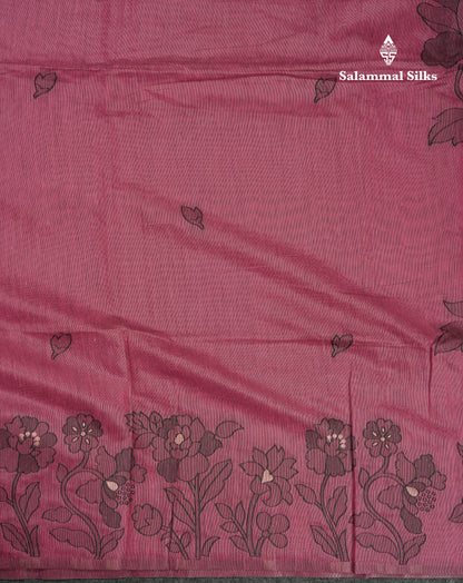 Beautiful Magenta Fancy Cotton Mix Saree With Blouse