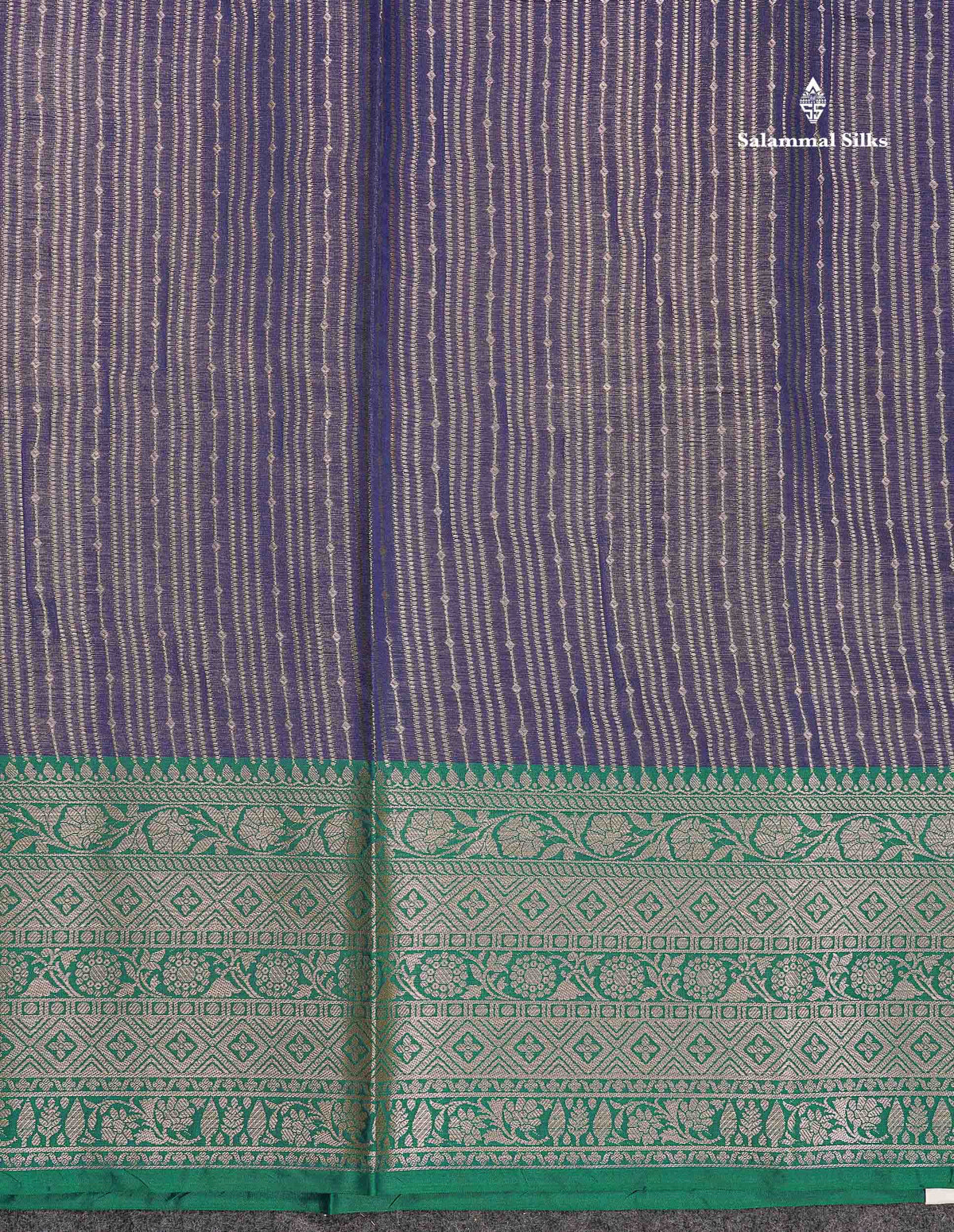 Semi Silk Saree - Magenta Colour Body Vertical Zari Lines With Contrast Saffire Green Blouse
