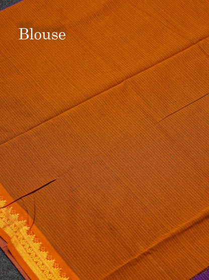 Beautiful Olive Green Thread Lines Semi Silk Cotton Saree With Maroon Traditional Border