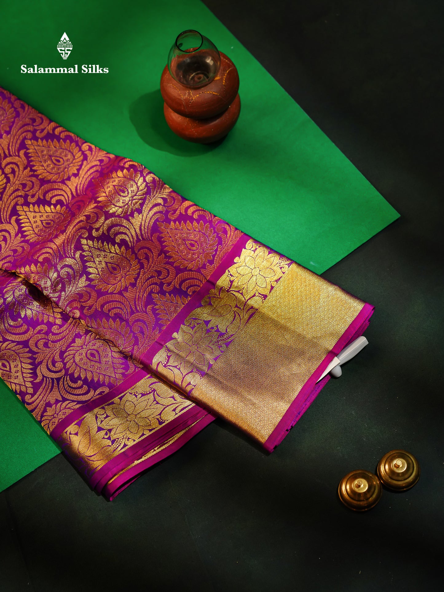 Beautiful Purple Bridal Pure Kanjivaram Silk Saree With Traditional Evening Morning Border