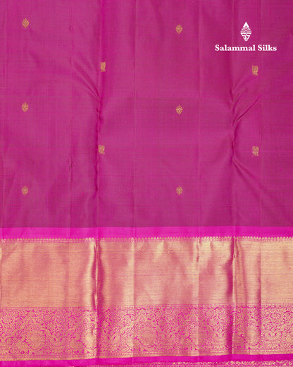 Beautiful Magenta Pure Kanjivaram Silk Saree With Contrast Pink Traditional Evening Morning Border