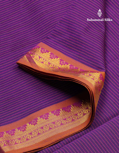 Beautiful Olive Green Thread Lines Semi Silk Cotton Saree With Maroon Traditional Border