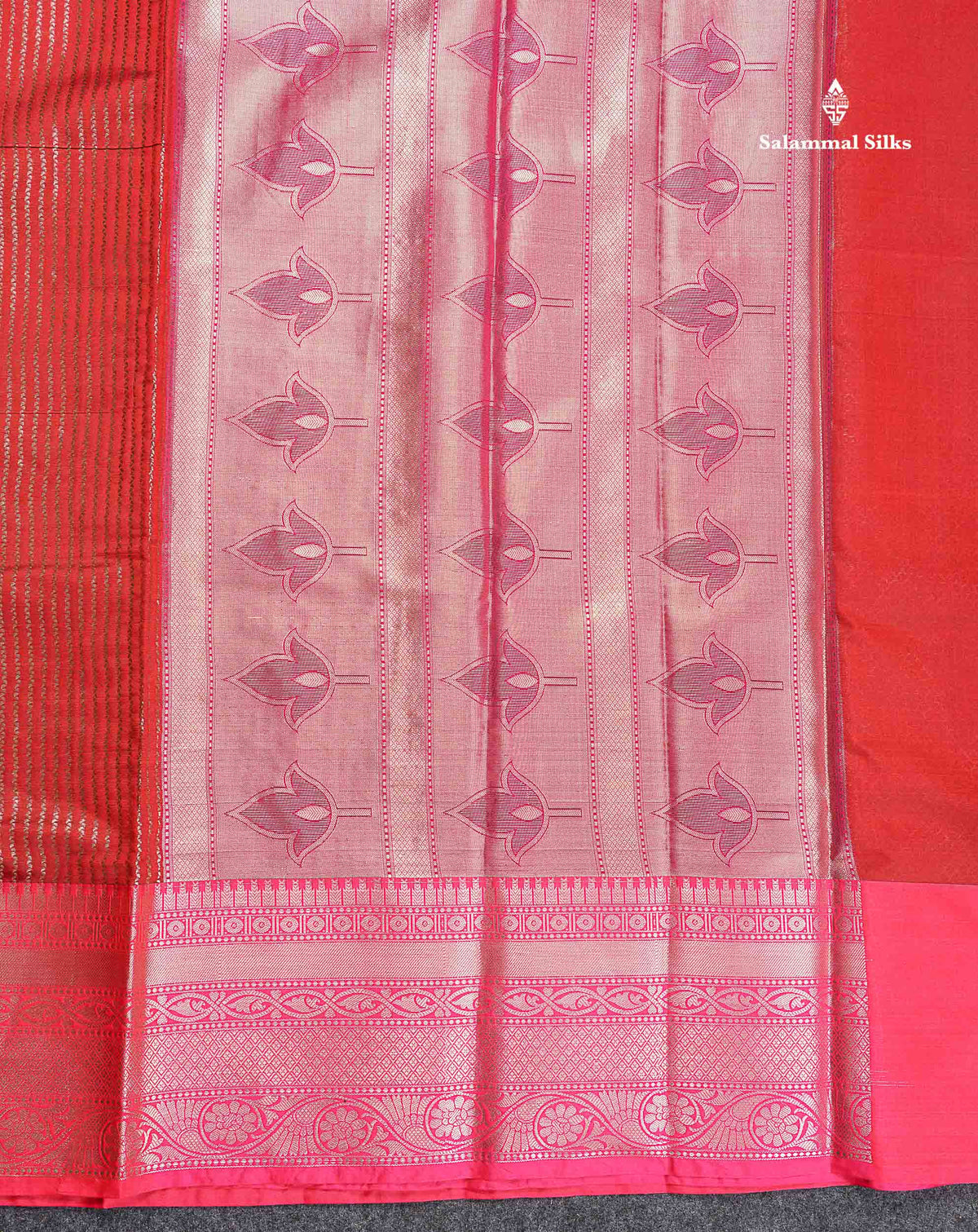Semi Silk Saree - Peach Colour Body Vertical Zari Lines With Contrast Pink Blouse