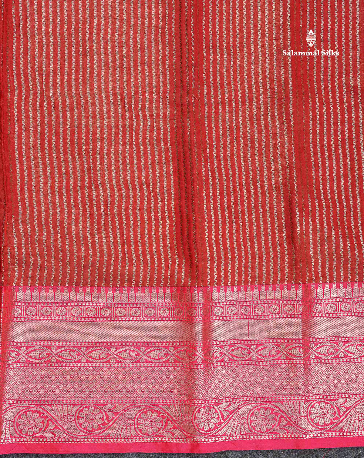 Semi Silk Saree - Peach Colour Body Vertical Zari Lines With Contrast Pink Blouse