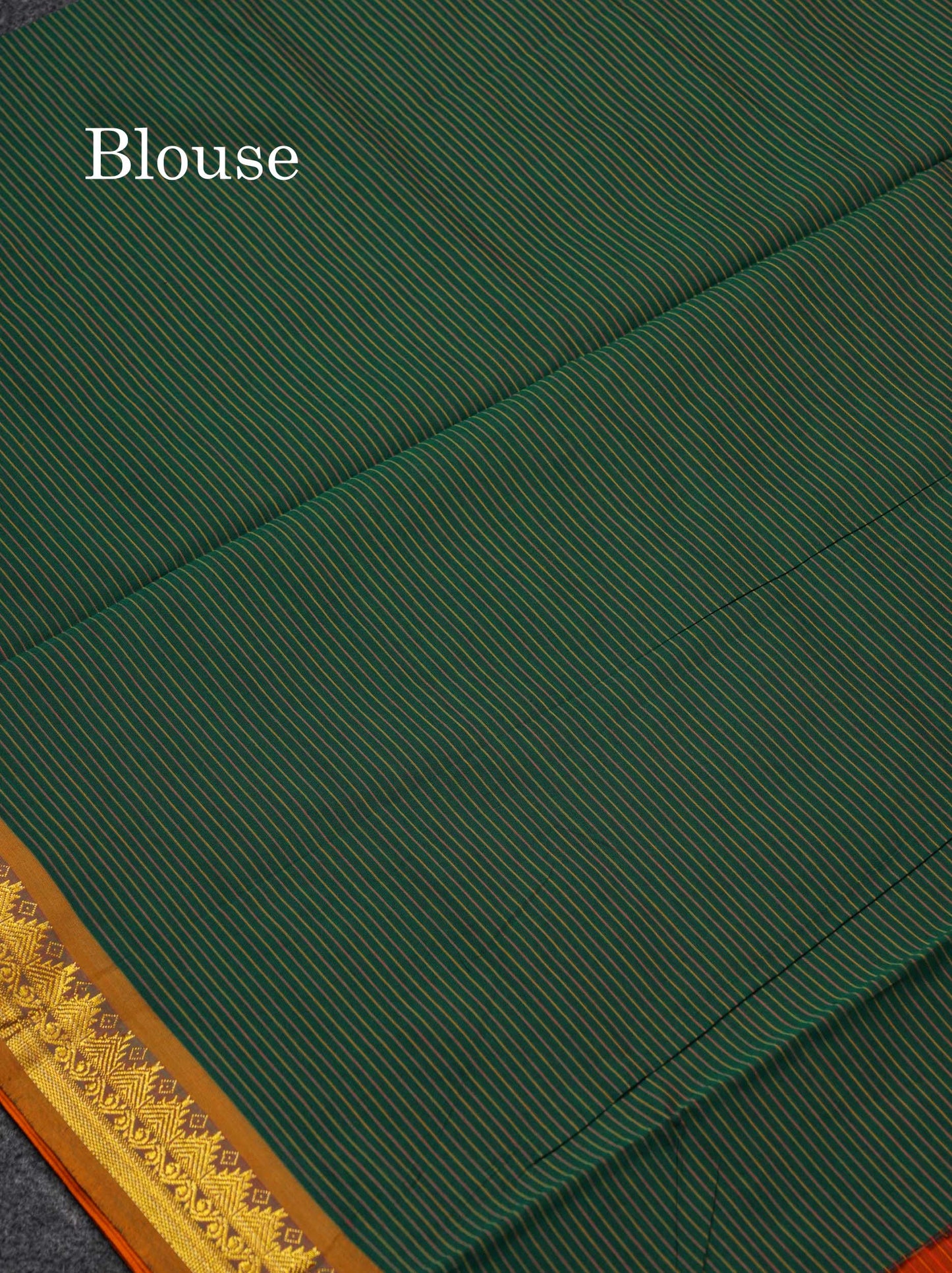 Beautiful Olive Green Thread Lines Semi Silk Cotton Saree With Maroon Traditional Border