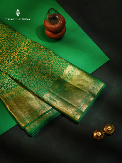 Bottle Green Grand Bridal Pure Kanjivaram Silk Saree 2G Zari With Self Border