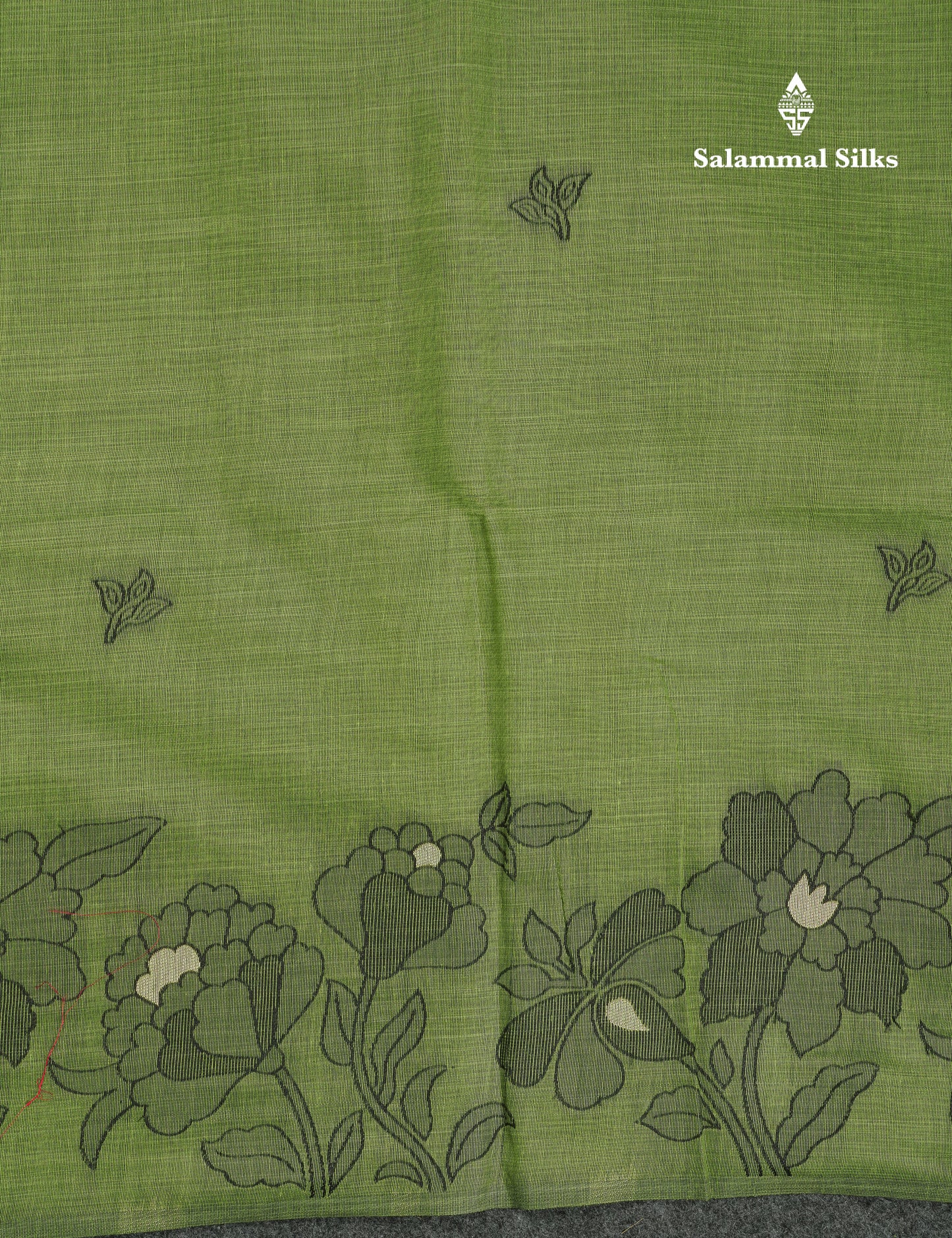 Beautiful Olive Green Fancy Cotton Mix Saree With Blouse