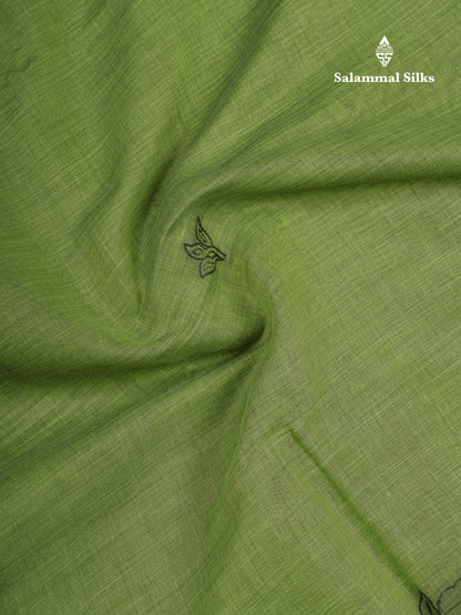 Beautiful Olive Green Fancy Cotton Mix Saree With Blouse