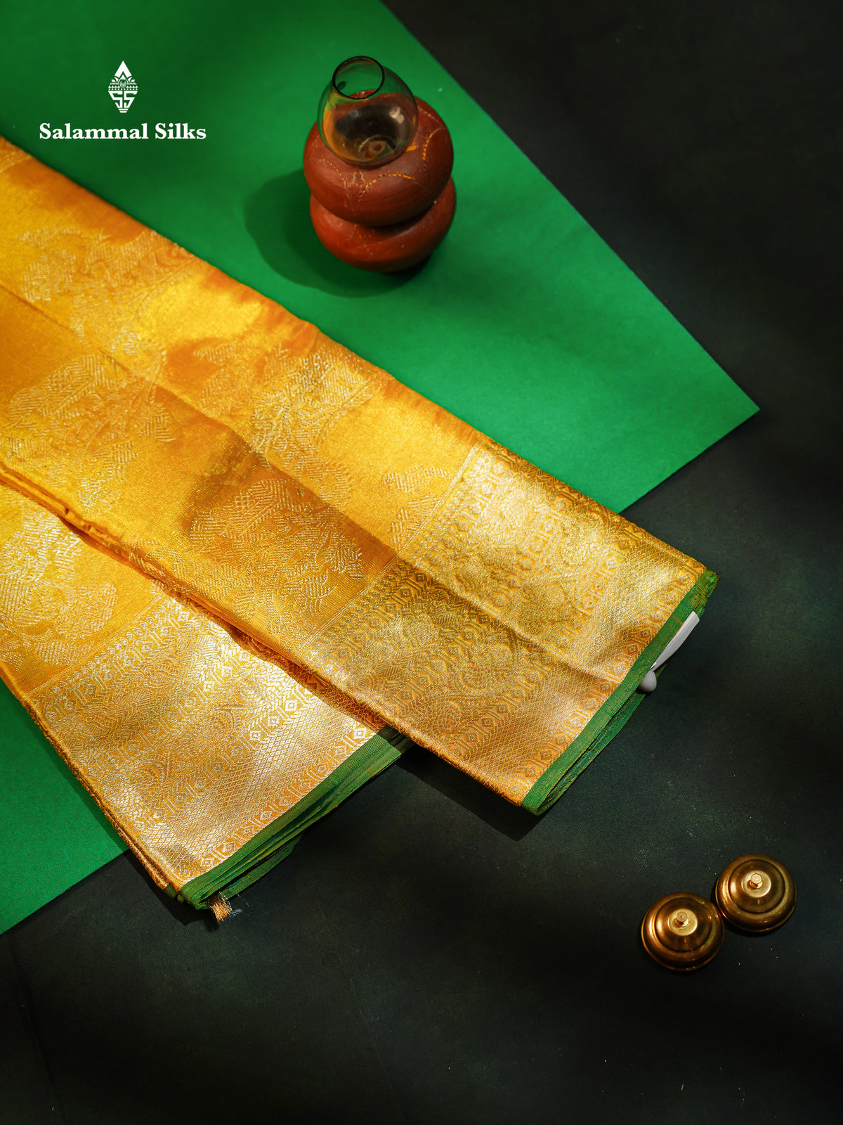 Beautiful Gold Tissue Pure Kanjivaram Silk Saree (2G) Zari With Self Border