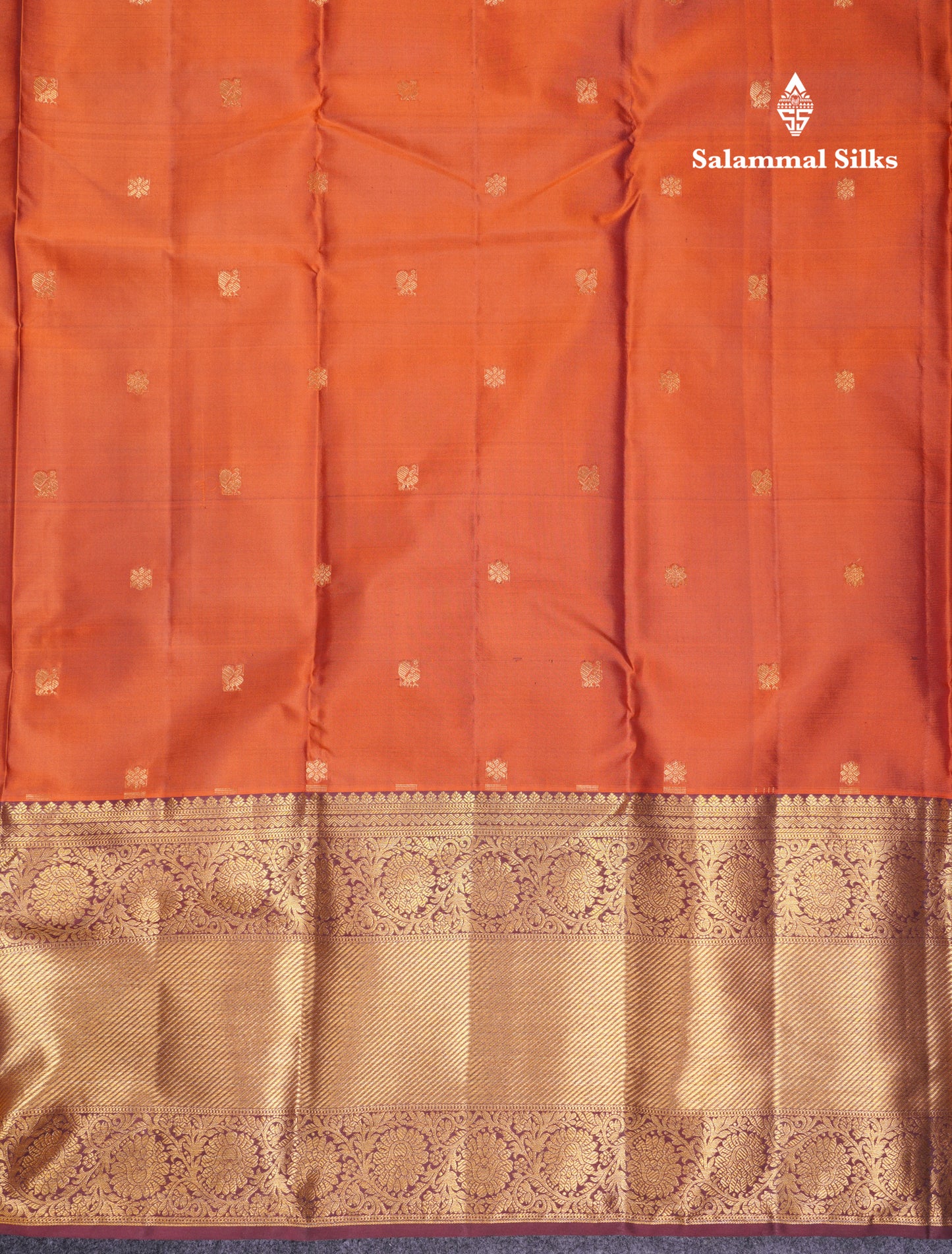 Beautiful Rust Orange Pure Kanjivaram Silk Saree With Contrast Brown Traditional Evening Morning Border