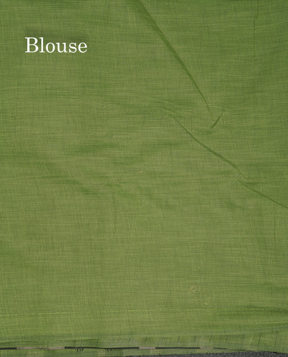 Beautiful Olive Green Fancy Cotton Mix Saree With Blouse
