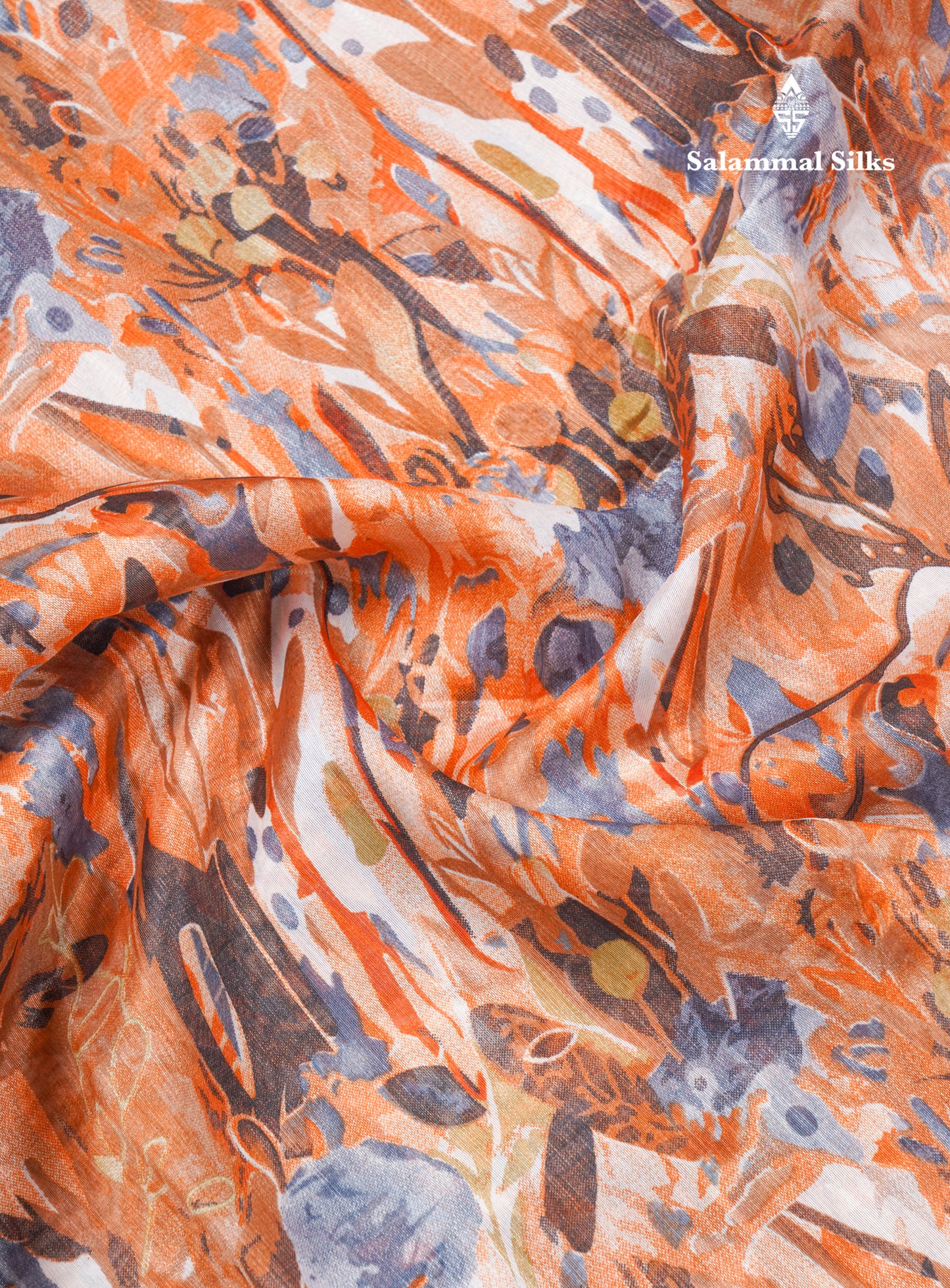 Beautiful Multicolour Mixed Cotton Saree With Contrast Orange Tissue Border