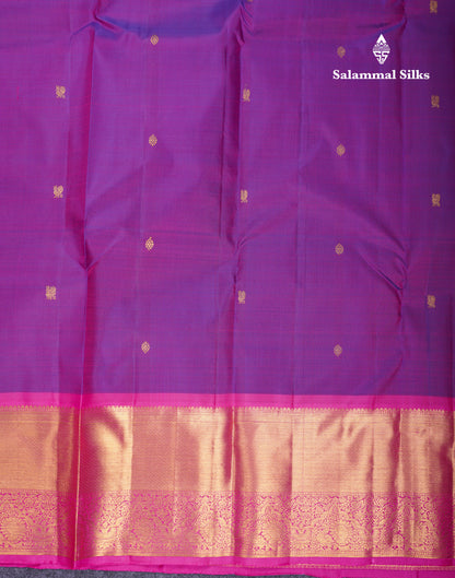Beautiful Magenta Pure Kanjivaram Silk Saree With Contrast Pink Traditional Evening Morning Border