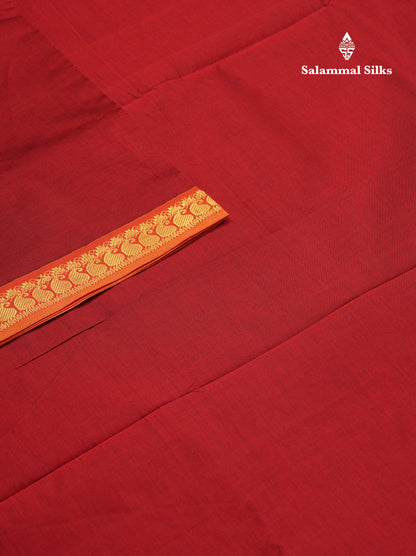 Beautiful Dark Purple Plain Semi Silk Cotton Saree With Contrast Olive Green Blouse