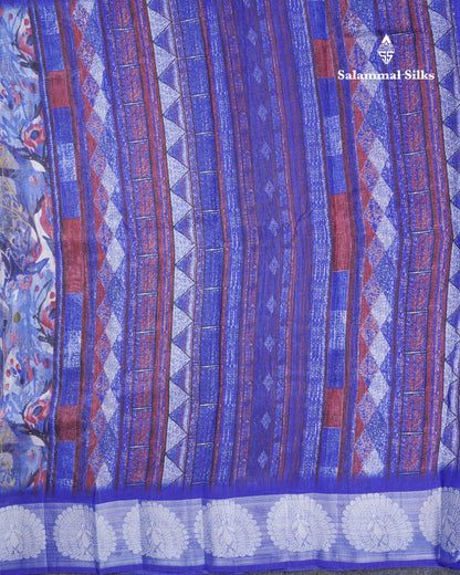 Beautiful Multicolour Mixed Cotton Saree With Contrast Orange Tissue Border