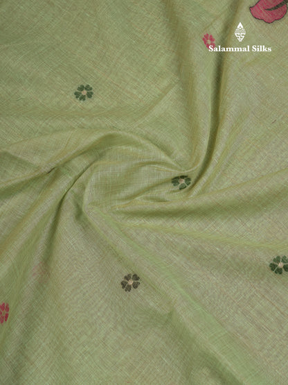 Beautiful Cream Sandal Menakari Work Muga Cotton Saree With Contrast Pink Blouse