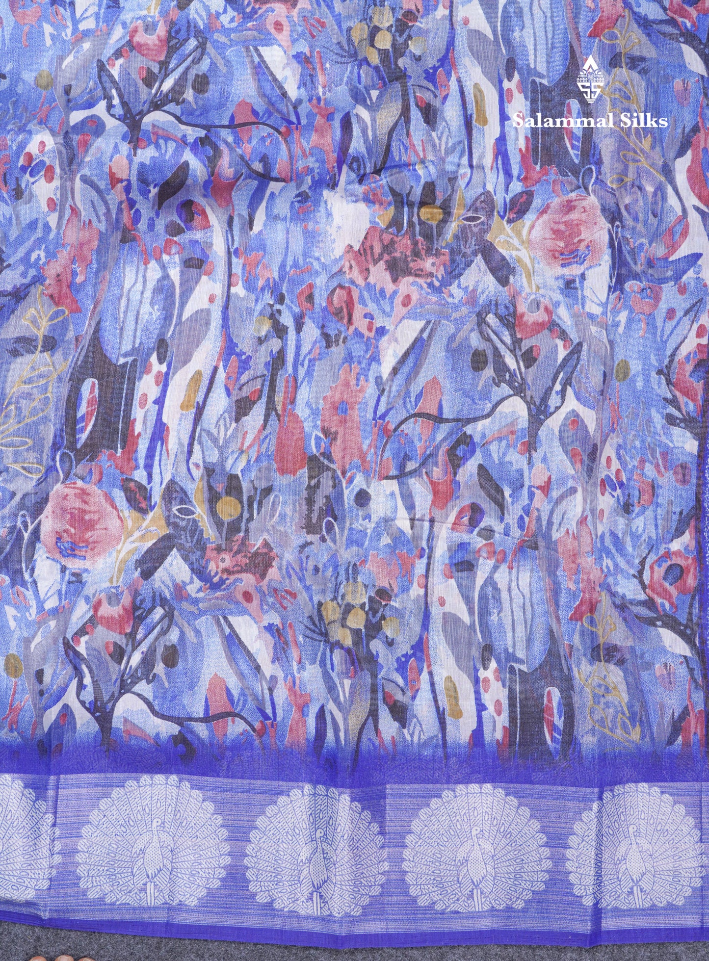 Beautiful Multicolour Mixed Cotton Saree With Contrast Orange Tissue Border