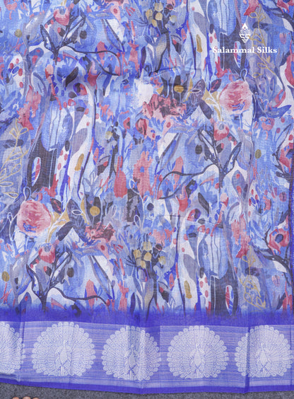 Beautiful Multicolour Mixed Cotton Saree With Contrast Orange Tissue Border