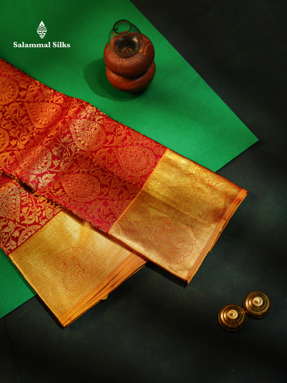 Beautiful Maroon Bridal Pure Kanjivaram Silk Saree With Contrast Yellow Traditional Border