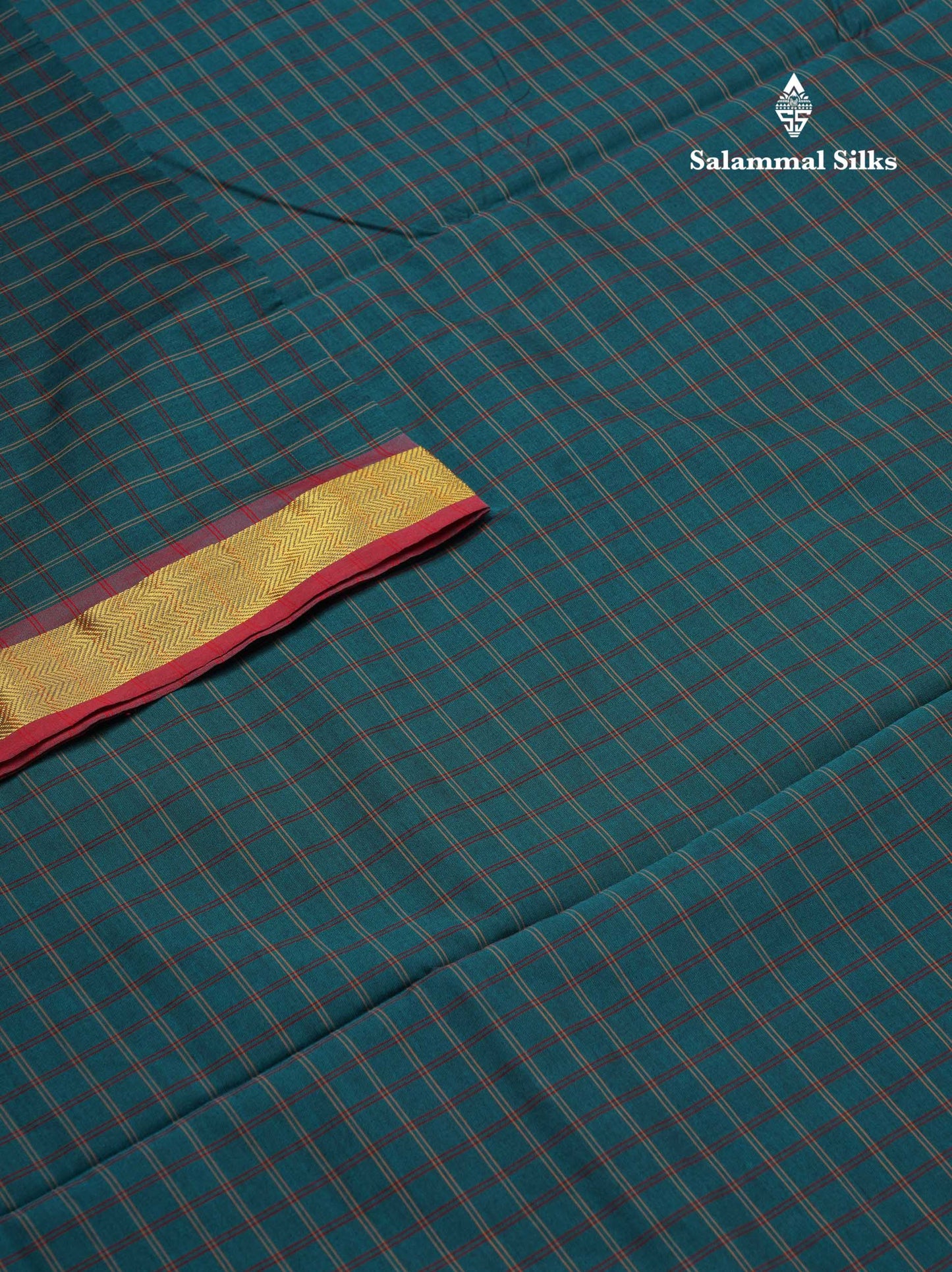 Beautiful Grey Thread Checks Semi Silk Cotton Saree With Maroon Traditional Small Border