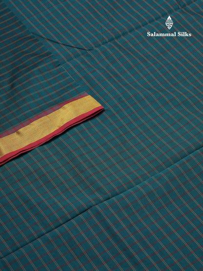 Beautiful Grey Thread Checks Semi Silk Cotton Saree With Maroon Traditional Small Border