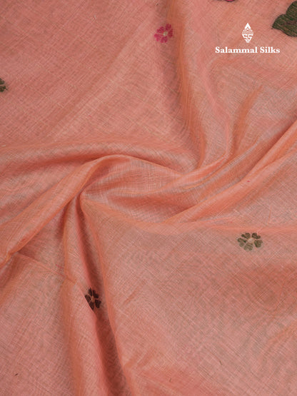 Beautiful Cream Sandal Menakari Work Muga Cotton Saree With Contrast Pink Blouse