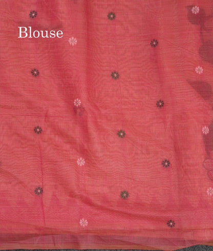 Beautiful Cream Sandal Menakari Work Muga Cotton Saree With Contrast Pink Blouse