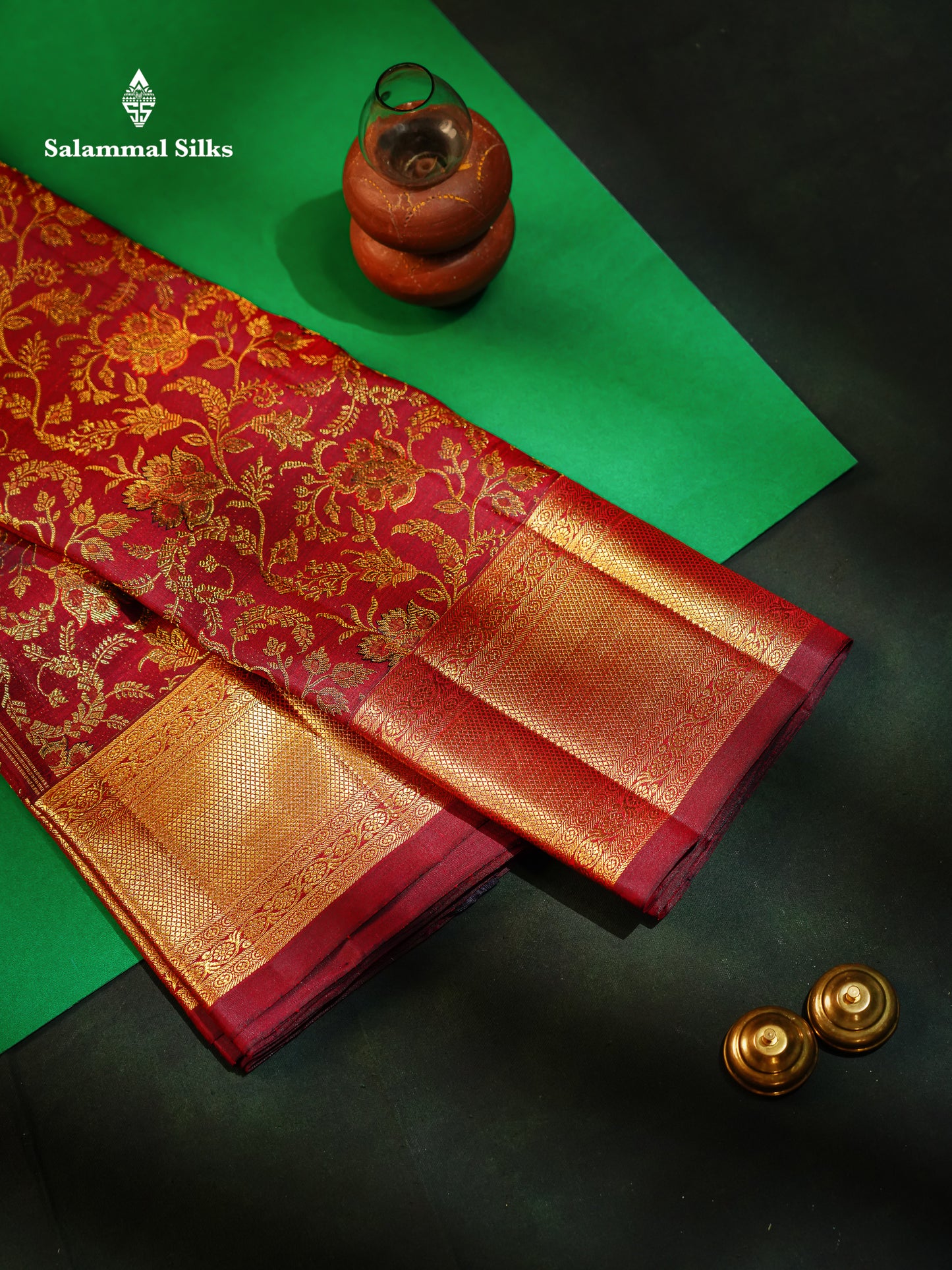 Beautiful Maroon Bridal Pure Kanjivaram Silk Saree With Traditional Border