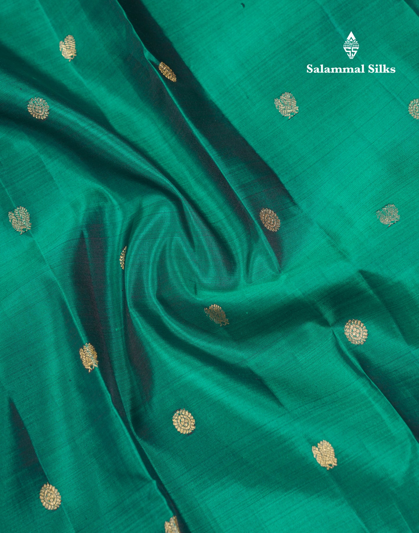 Beautiful Peacock Green Pure Kanjivaram Silk Saree With Contrast Olive Mustard Yellow Traditional Rettapet Border