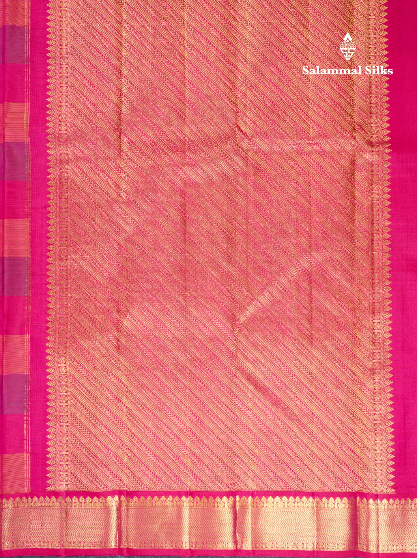 Beautiful Paalum Pazham Checks Pure Kanjivaram Silk Saree With Traditional Border