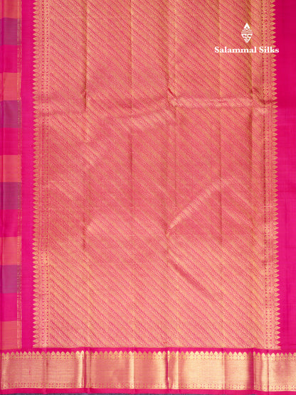 Beautiful Paalum Pazham Checks Pure Kanjivaram Silk Saree With Traditional Border