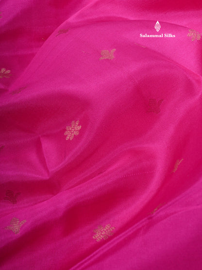 Kanjivaram Magenta Pink Pure Silk Saree With Gold Zari Border