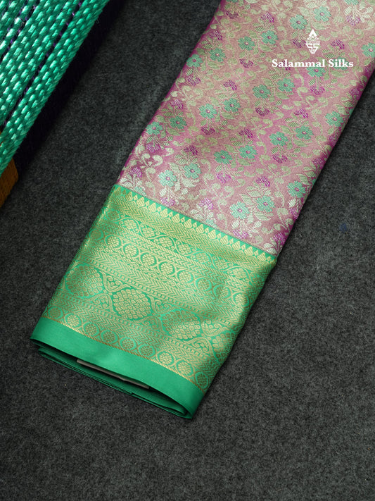 Semi Silk Pattu Pavadai (Lavander )with Light Green colour Blouse 18"