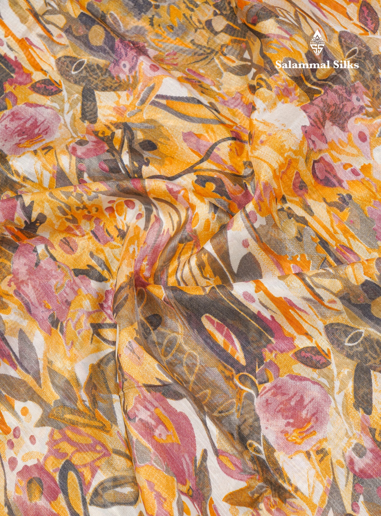 Beautiful Multicolour Mixed Cotton Saree With Contrast Orange Tissue Border