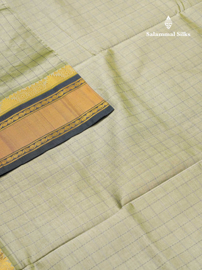 Light Rexona Checks Semi Silk Cotton Saree With Contrast Blue Shade Traditional Border